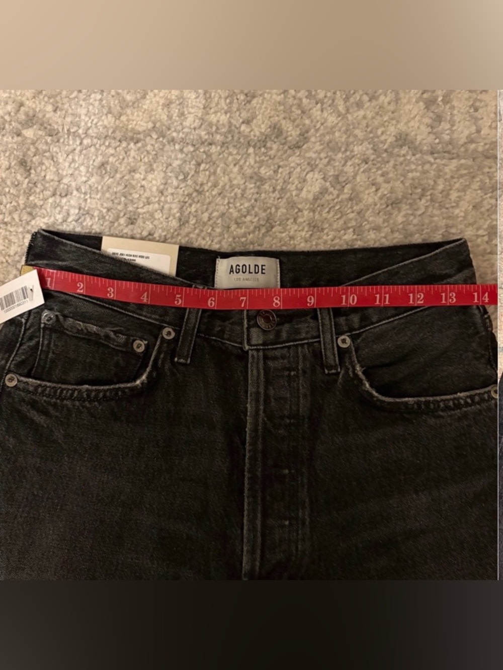 Agolde Black High-Rise Wide Leg Jeans with Button Fly Nwt - Picture 6 of 12